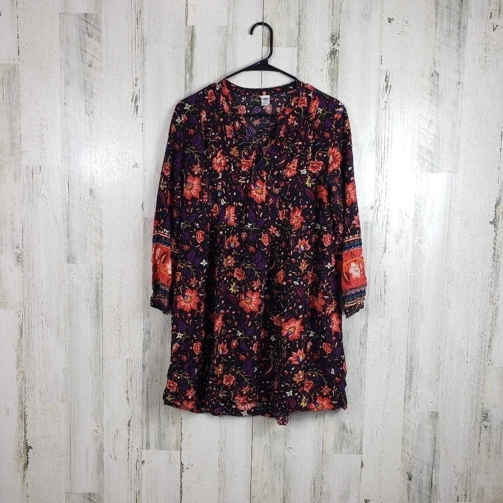 Old navy colorful flower long sleeve dress size S